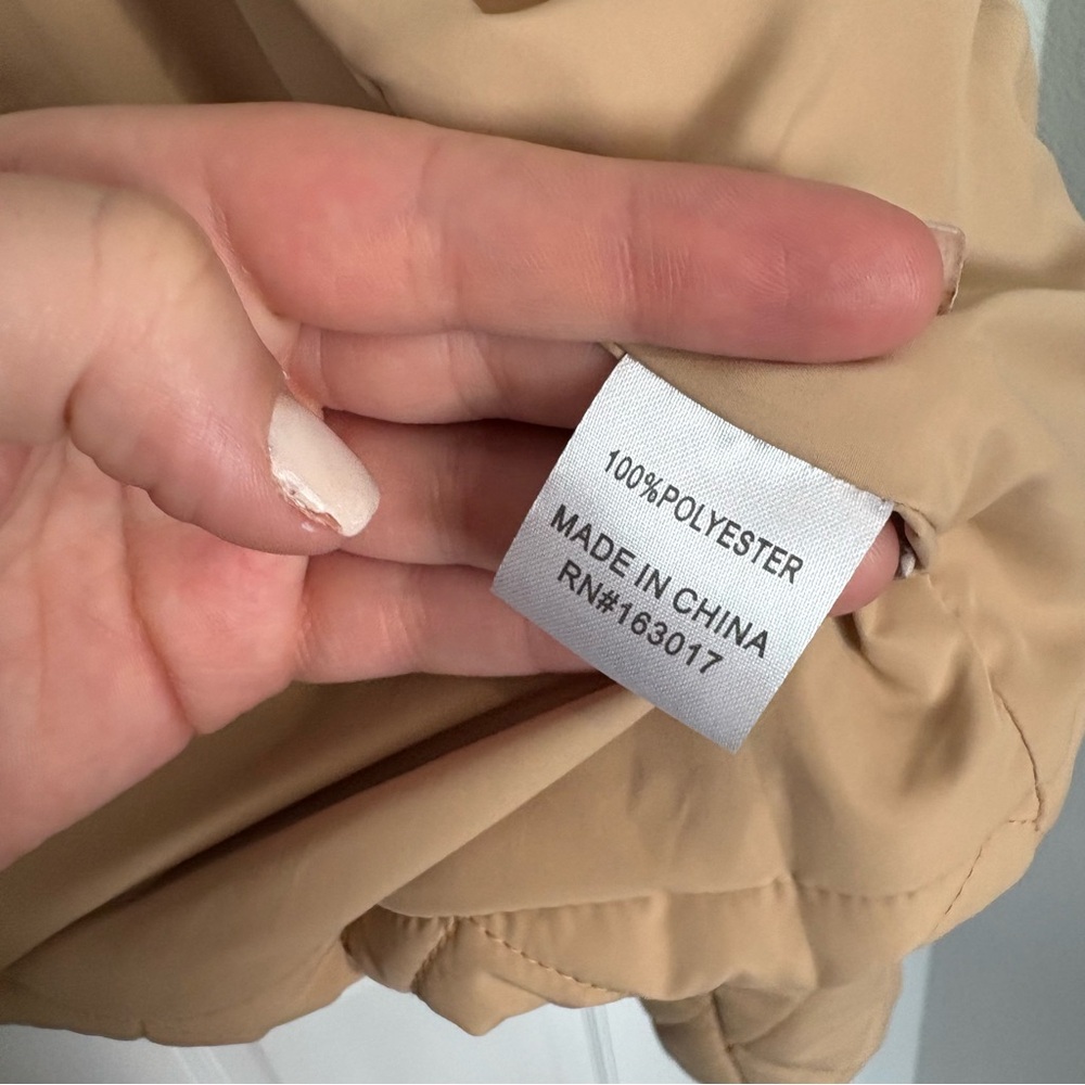 Princess Polly Lucia Quilted Puffer Jacket Cropped Outerwear Coat Beige Tan - Picture 10 of 12